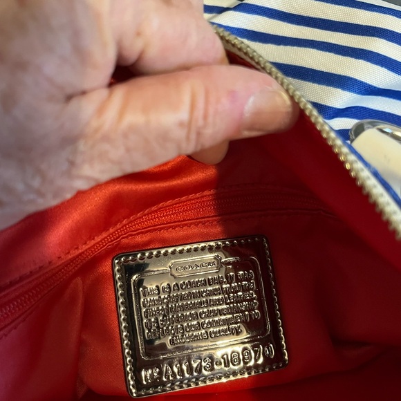 Coach Poppy Sequin Nautical Stripe Large Bag Purse 16970 - Picture 8 of 8